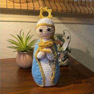 Handmade Virgin Mary Crochet Standing Figurine